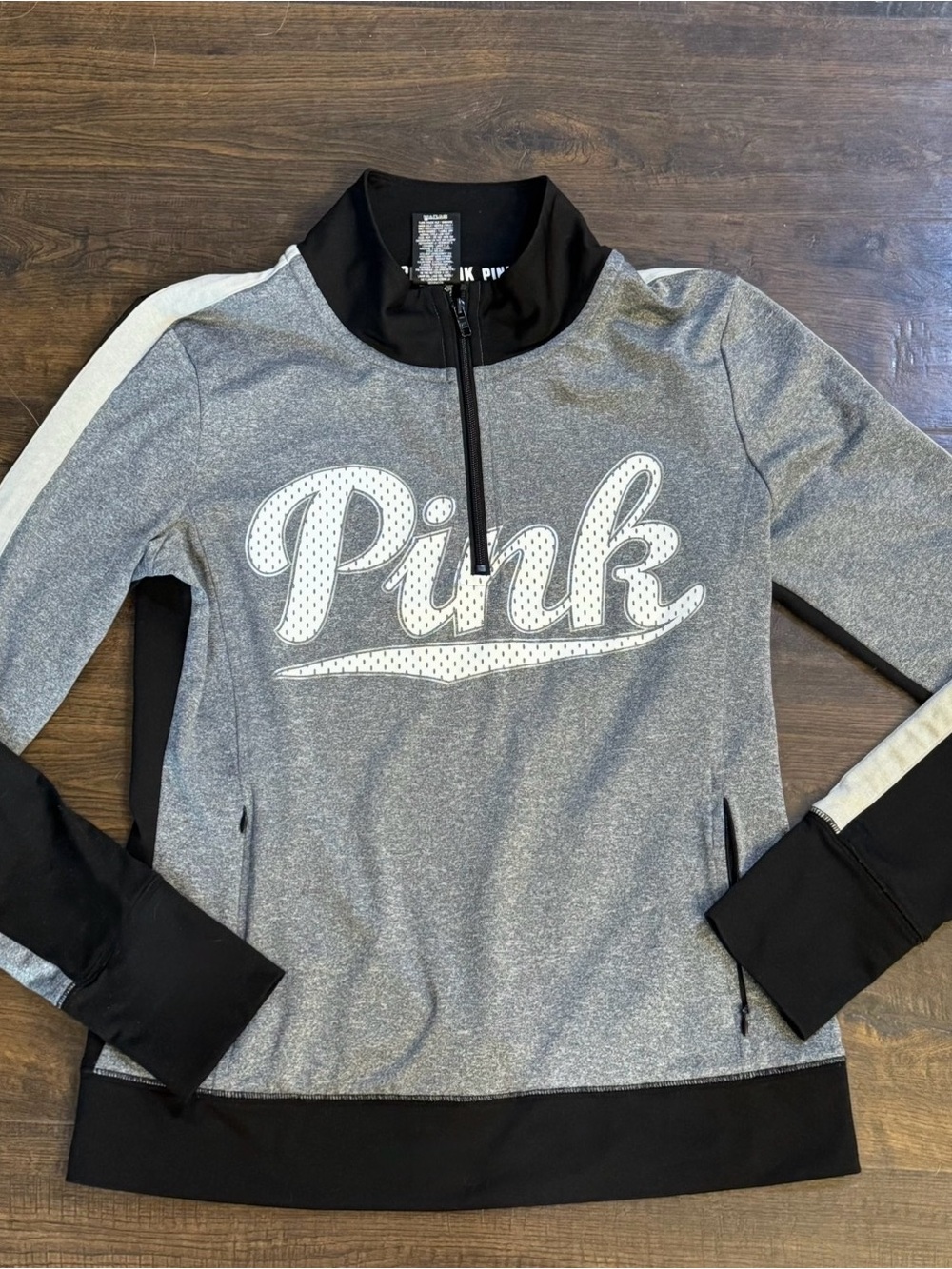 Victoria's Secret PINK Gray and Black Half-Zip Pullover